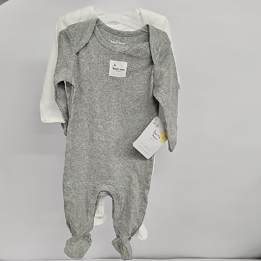 Burt's Bees Baby Gray and White One Piece